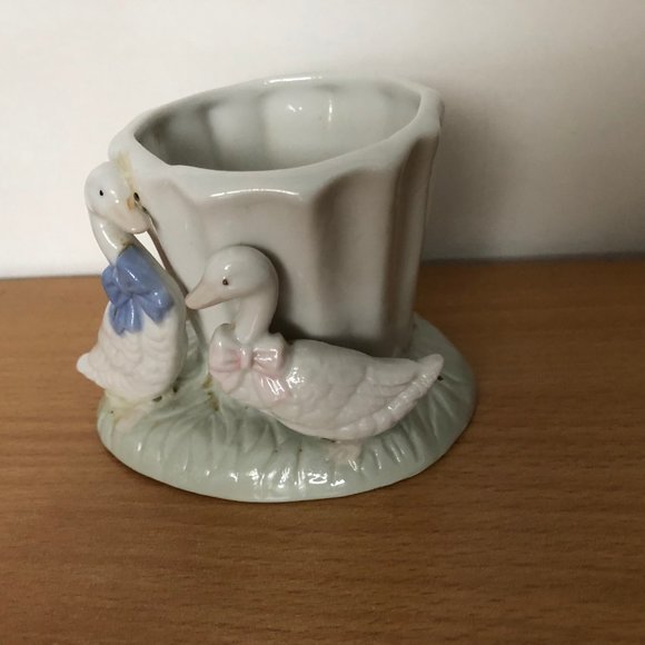 2 porcelain goose geese planters small decoration - Picture 5 of 9